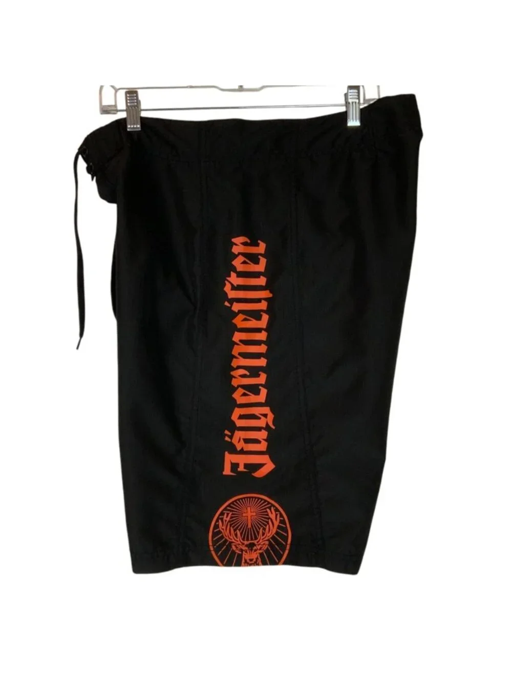 Jagermeister Mens Black Cargo Swim Shorts Logo Drawstring XL Polyester